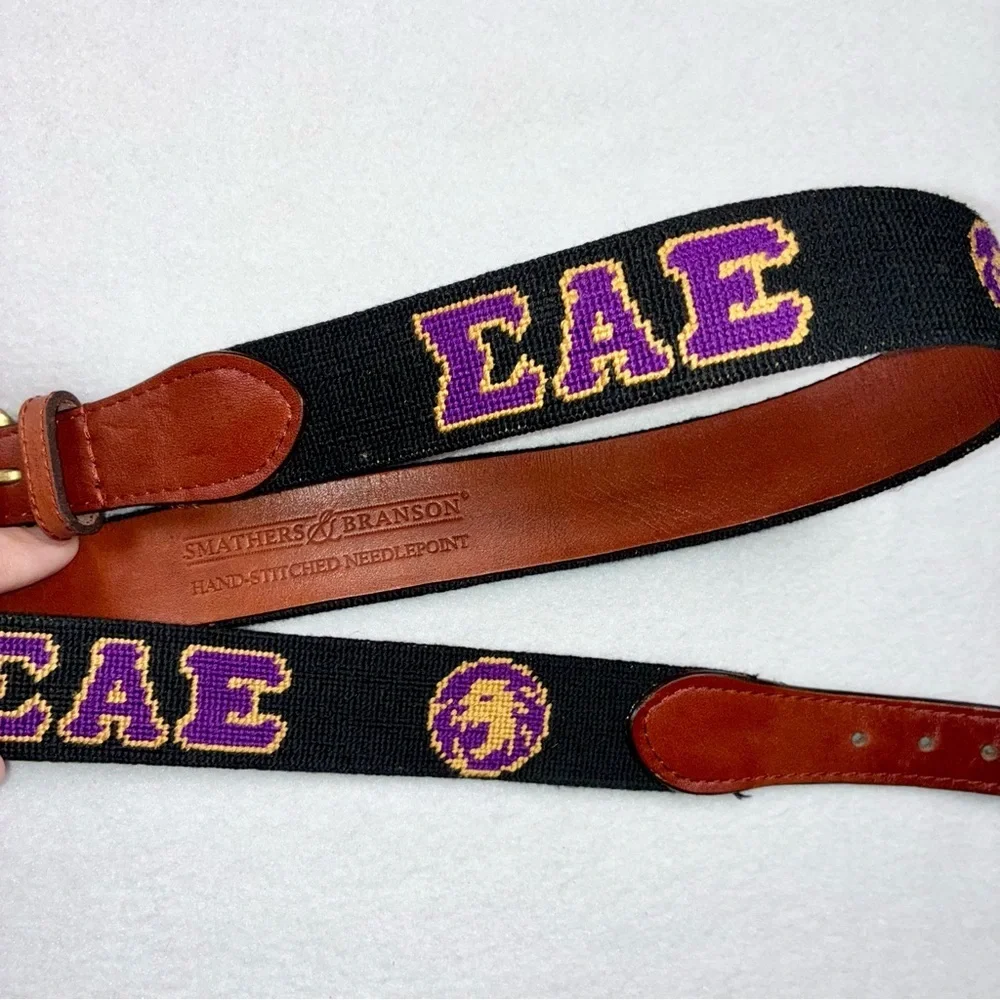 Smathers & Branson ΣΑΕ Needlepoint Belt Sigma Alpha Epsilon Fraternity Size 36